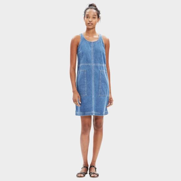Madewell Dresses & Skirts - Madewell Blue Denim Utility Shift Apron Mini Dress Pockets Womens Size XS